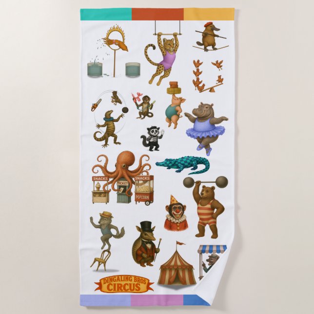 Dingaling Bros Circus acts Beach Towel (Front)