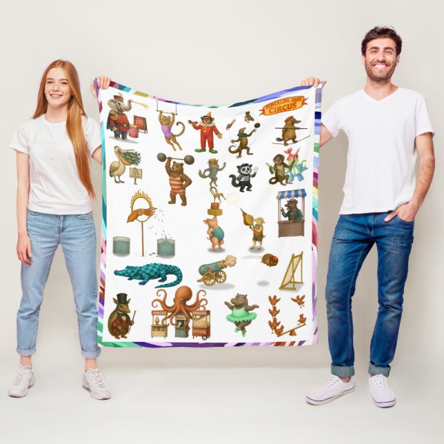 Dingaling Bros Circus acts Fleece Blanket (In Situ)