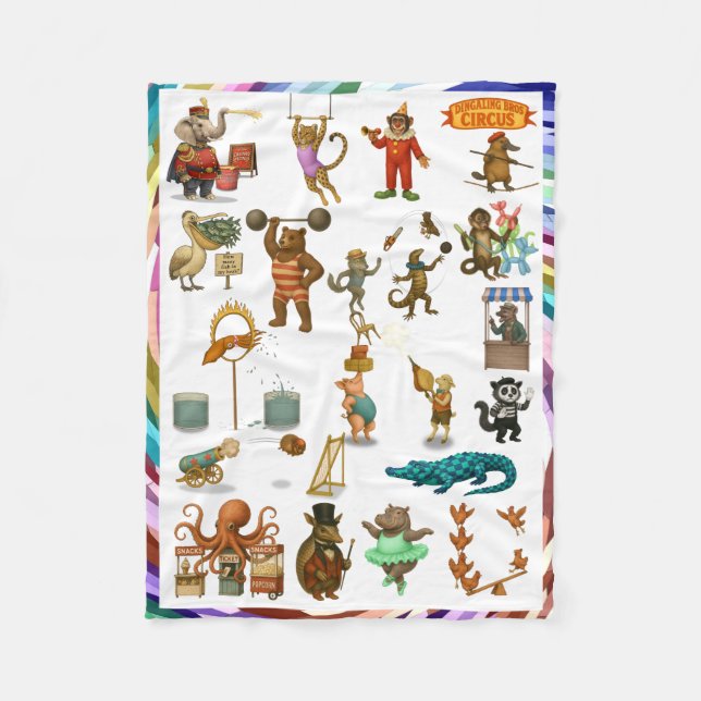 Dingaling Bros Circus acts Fleece Blanket (Front)