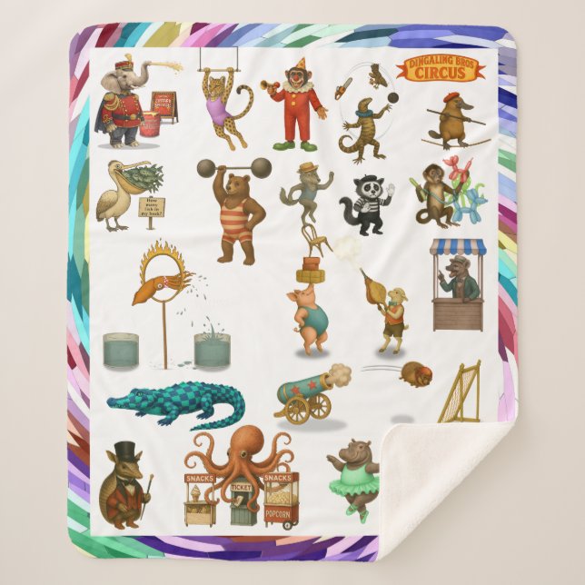 Dingaling Bros Circus acts Sherpa Blanket (Front)