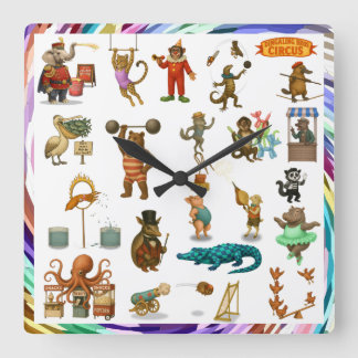 Dingaling Bros Circus acts Square Wall Clock