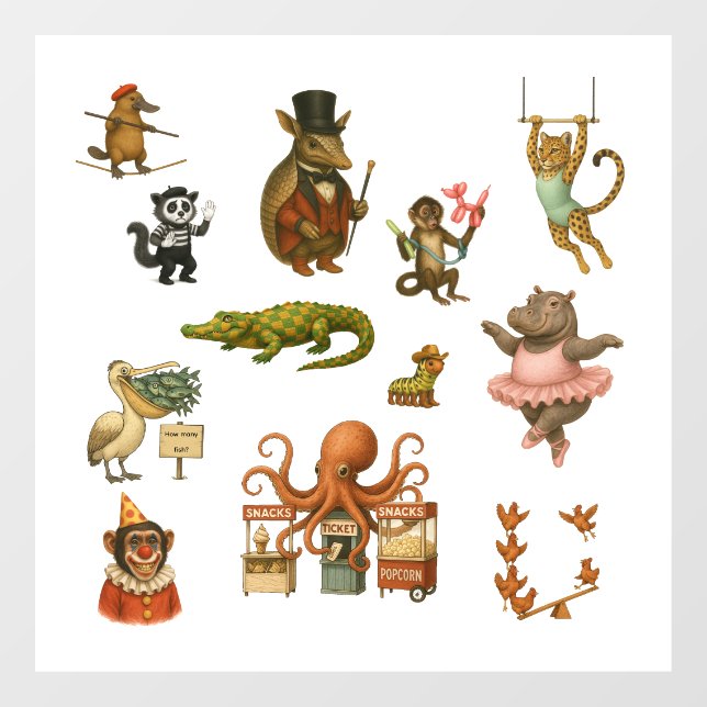 Dingaling Bros Circus acts Window Cling (Sheet)