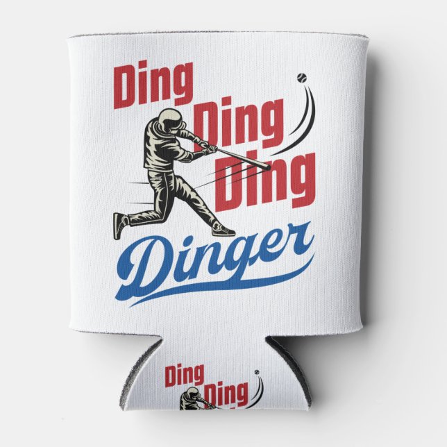 Dinger Baseball Home Run Player Fan Game Can Cooler (Front)
