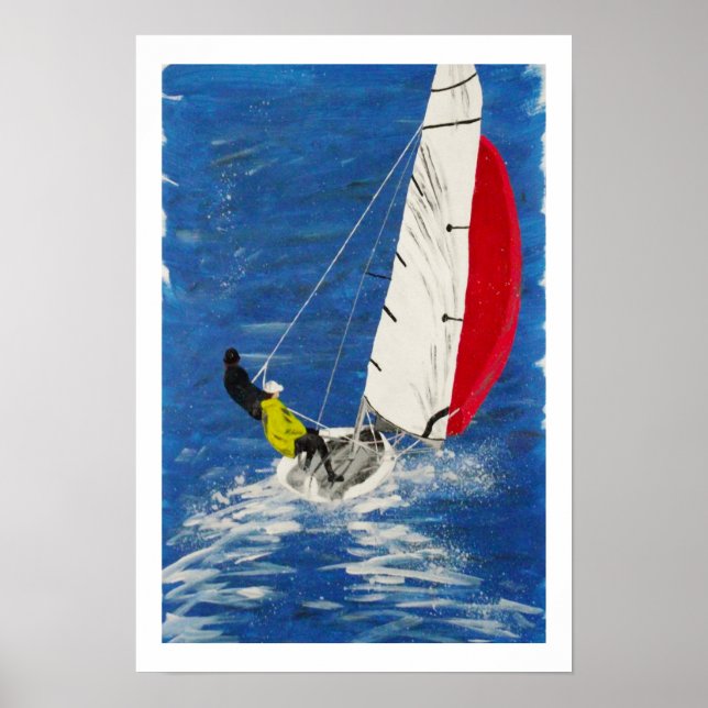 Dinghy Sailing Art Poster (Front)