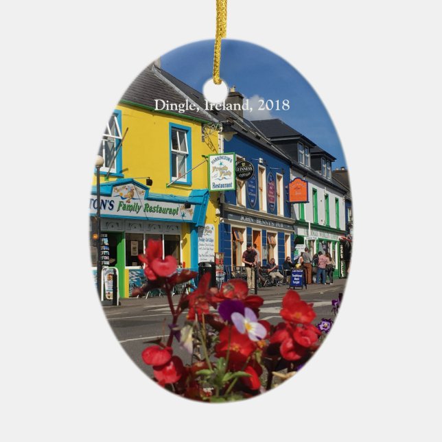 Dingle, Ireland Ceramic Tree Decoration (Front)