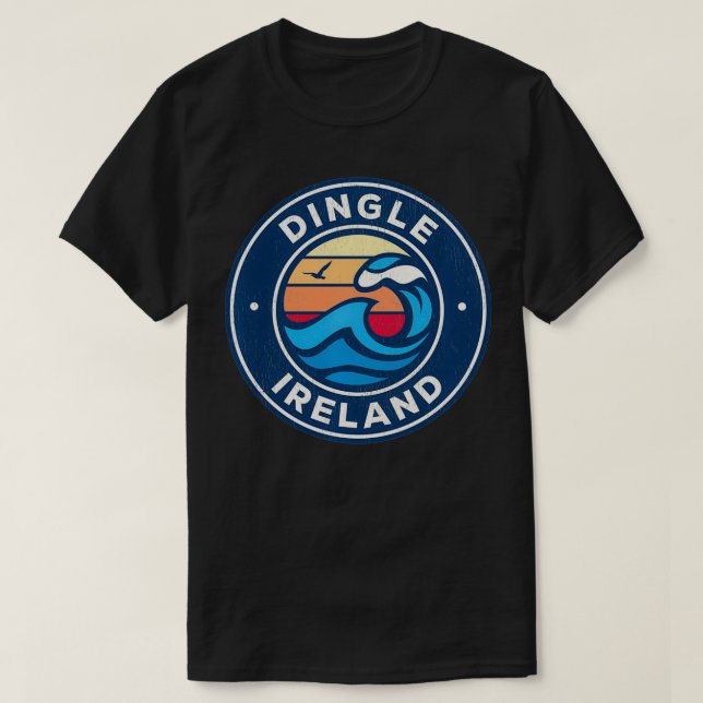 Dingle Ireland Vintage Nautical Waves Design  T-Shirt (Design Front)