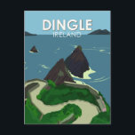 Dingle Peninsula Ireland Travel Vintage Postcard<br><div class="desc">Dingle Peninsula vector art design. The Dingle Peninsula,  on Ireland’s southwest Atlantic coast,  is ringed by sandy beaches and craggy cliffs.</div>