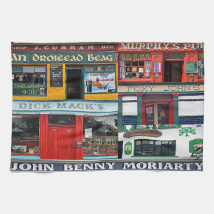 Dingle Pubs Collage, Irish, Ireland Tea Towel, Towel