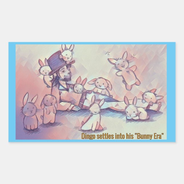 Dingo Dizmal the clown settles into his "Bunny Era Rectangular Sticker (Front)