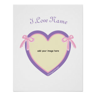 Dingus Bows & Heart Personalised  Poster
