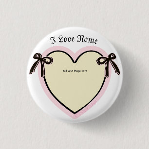 Dingus Bows & Heart Personalised Tote Bag 3 Cm Round Badge