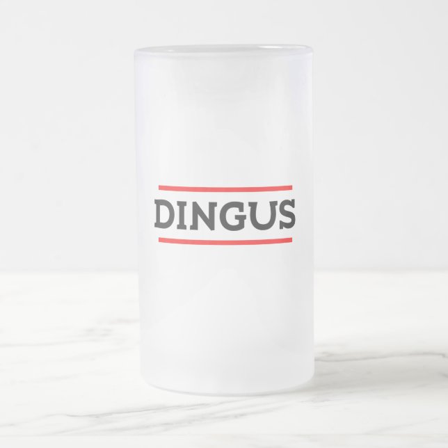 Dingus Frosted Glass Beer Mug (Center)