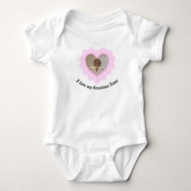Dingus Heart Lace Frame Baby Bodysuit (Front)