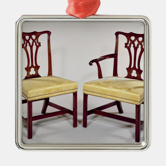 Dining chairs, with interlaced splat backs metal tree decoration (Front)
