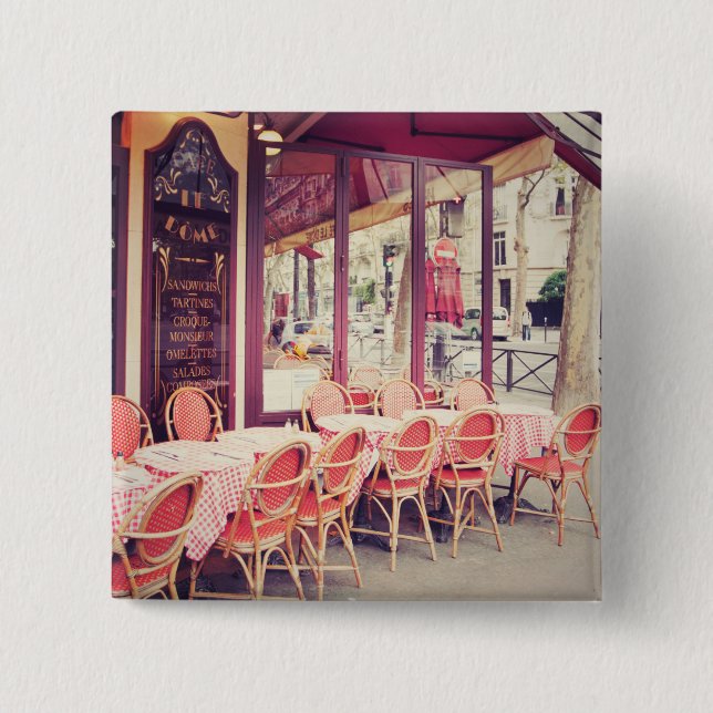Dining In Paris Al Fresco 15 Cm Square Badge (Front)