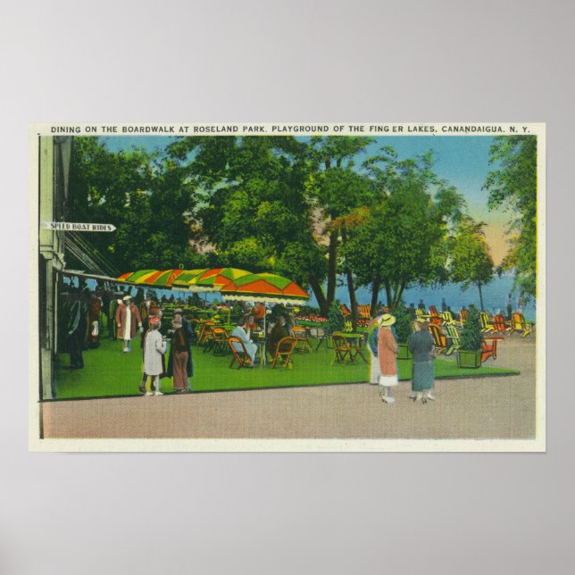 Dining on the Boardwalk at Roseland Park Scene Poster (Front)