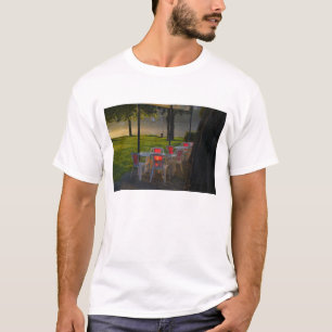 Dining table and chairs by the Danube River, T-Shirt