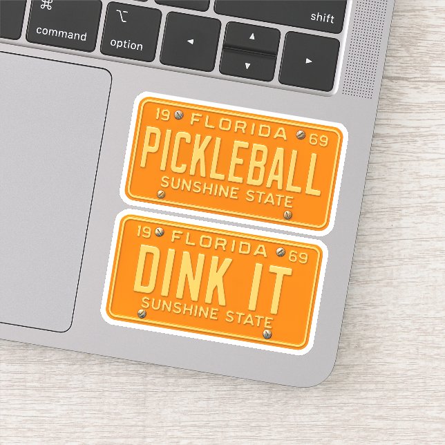 Dink It Pickleball Fan -Retro FL License Plate 2pc (Detail)
