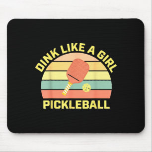 Dink like a girl cute retro pickleball women's mouse mat