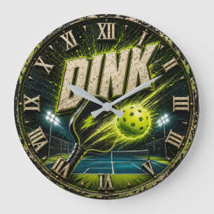 Dink Neon Pickleball Player Gift Large Clock