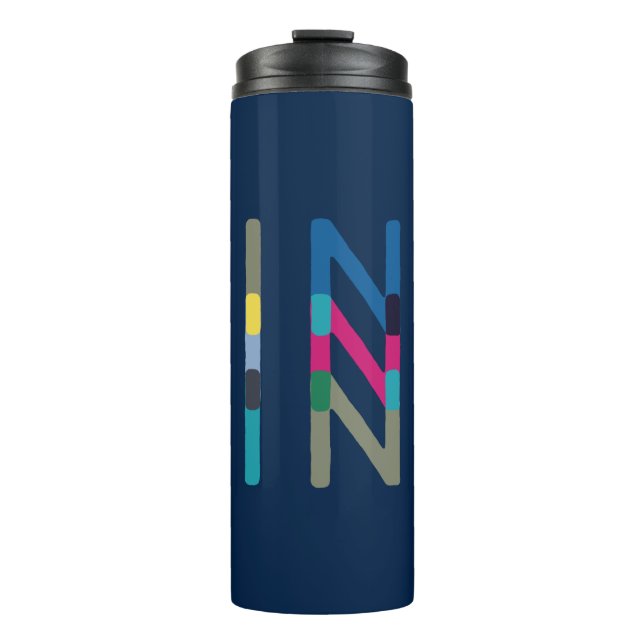 Dink Pickleball Modern Navy Green Blue Thermal Tumbler (Front)