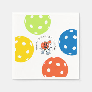 Dink Pickleball Party Sports Cartoon Mascot Paddle Napkin