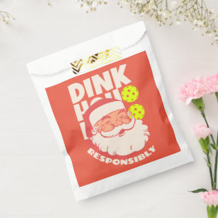Dink Responsibly   HoHoHo. Pickleball Pink Santa Favour Bags