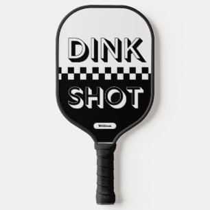 Dink Shot Black and White Chequered 3D Custom Name Pickleball Paddle