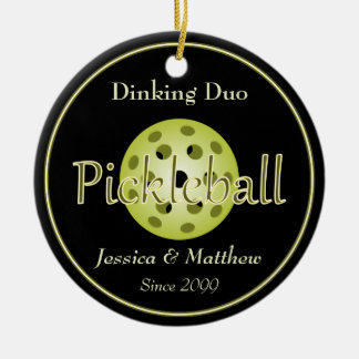 Dinking Duo Couple Pickleball Ball Ceramic Tree Decoration