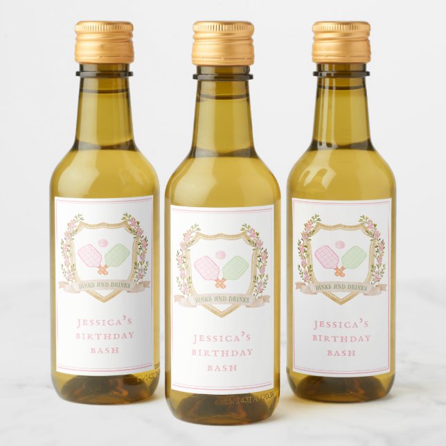 Dinks and Drinks| Preppy Pickle Ball Wine Label (Bottles)