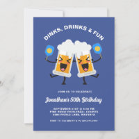 Dinks & Drinks Beer Mugs Pickleball Birthday Party