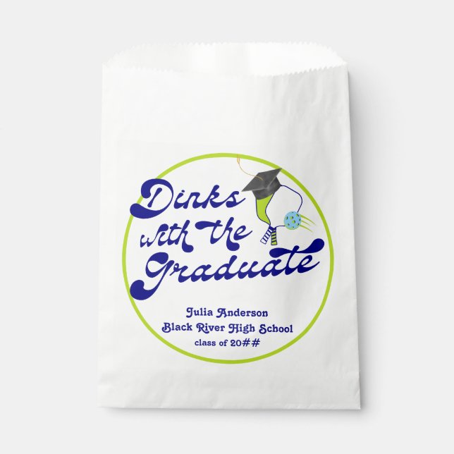 Dinks with the Graduate Pickleball Graduation Favour Bags (Front)