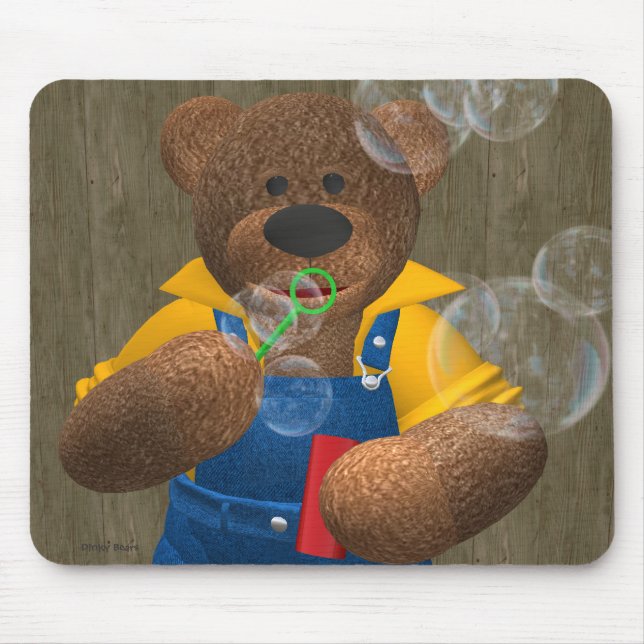 Dinky Bear: Blowing Bubbles Mouse Mat (Front)