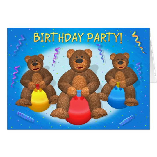Dinky Bears Birthday Party Card