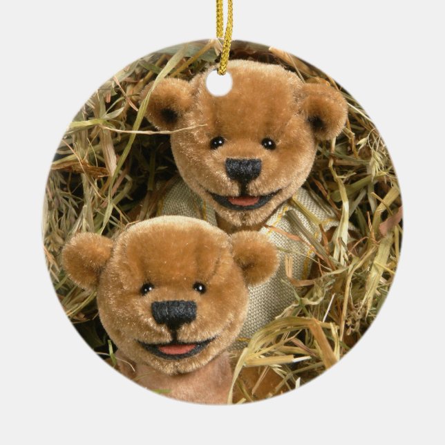 Dinky Bears Farmer Kids Ceramic Tree Decoration (Front)