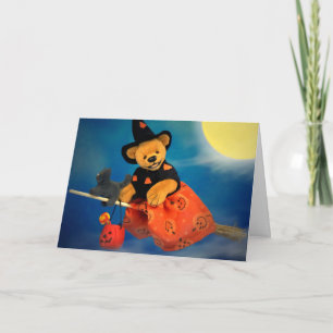 Dinky Bears Flying Witch Card