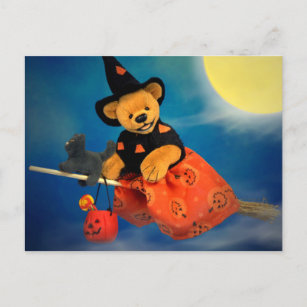 Dinky Bears Flying Witch Postcard
