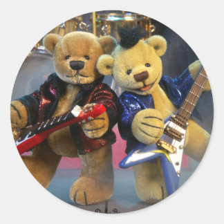 Dinky Bears Guitar Duet Classic Round Sticker