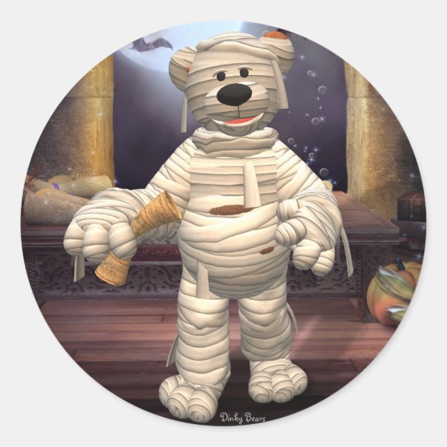 Dinky Bears Little Mummy Classic Round Sticker (Front)
