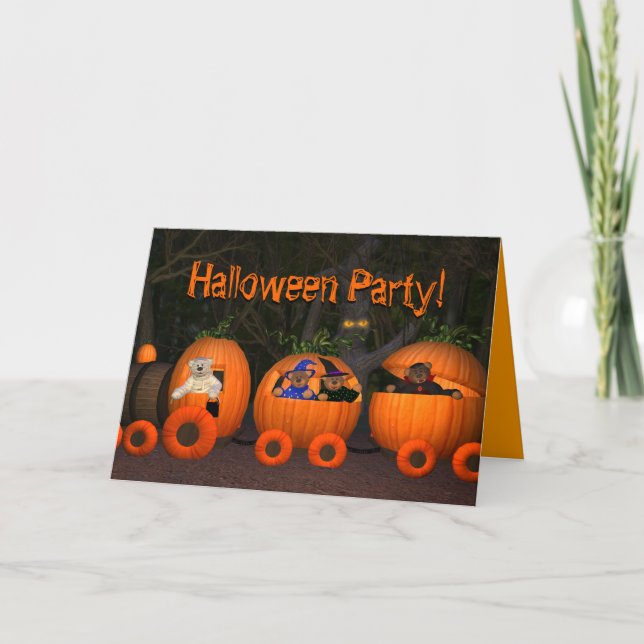 Dinky Bears Pumpkin-Train Invitation (Front)