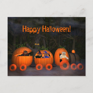 Dinky Bears Pumpkintrain Postcard