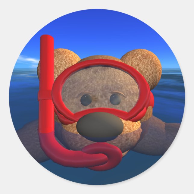 Dinky Bears: Snorkeler Classic Round Sticker (Front)