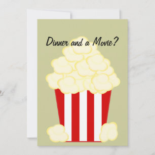 Dinner and a Movie Hot Buttered Popcorn Invitation