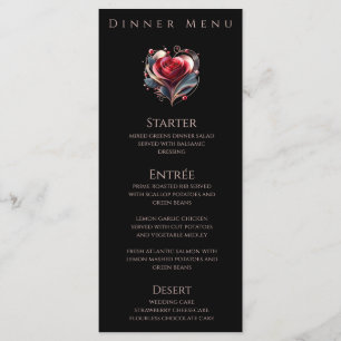 Dinner and Bar Menu-Modern Heart Shaped Rose  Menu