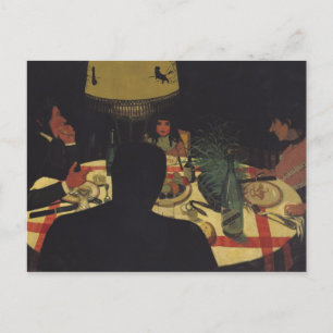 Dinner by Lamplight, 1899 Postcard