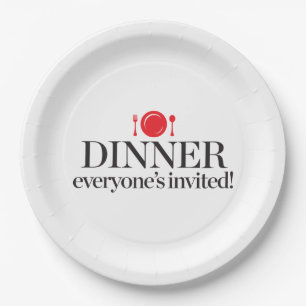 Dinner Everyone's Invited Paper Plate