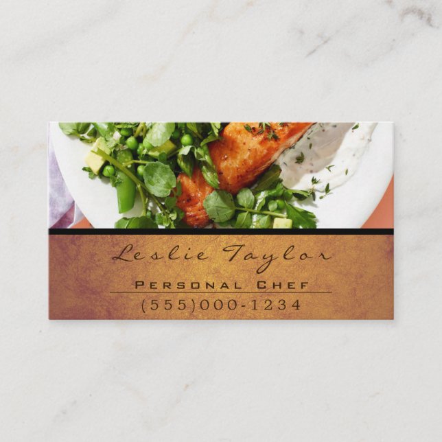 Dinner Food Plate Design Chef Catering Business Card (Front)