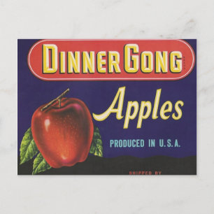 dinner gong apples postcard