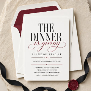 Dinner Is Giving Thanksgiving AF Party Invitation
