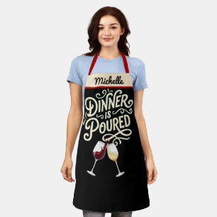 Dinner is Poured Apron - Personalised Wine Gift